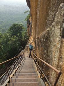 Paul on the steep steps that lead to the top of Sigiriya