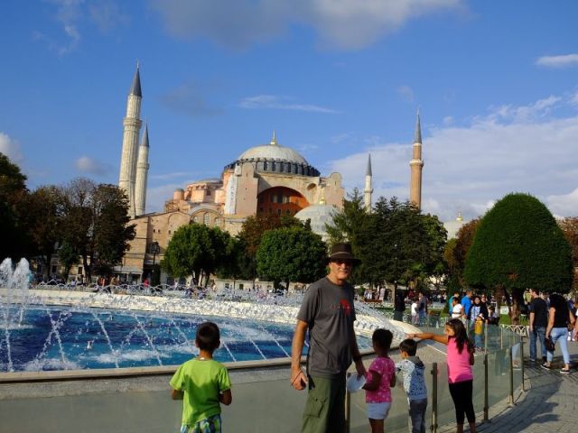 Paul with the Hagia Sophia in the background
