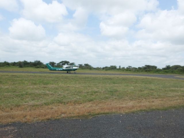 Our plane landing on Meru airstrip